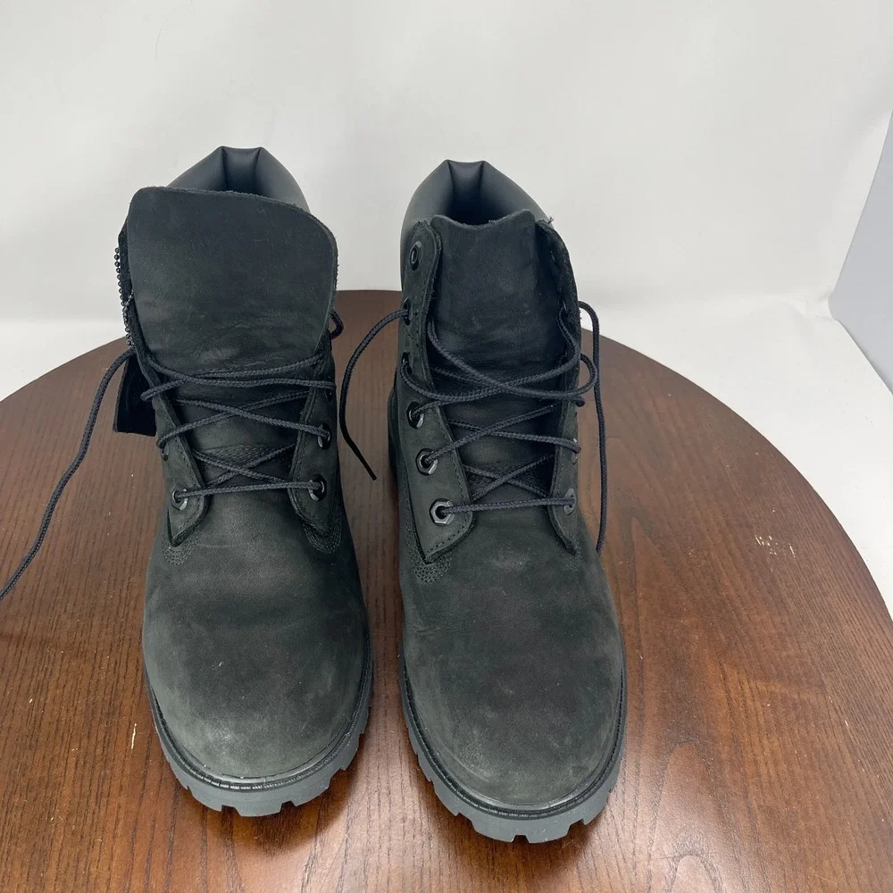 Timberland 6-inch Premium Boot Boys  Junior 7 Black Nubuck Insulated Ankle 12907